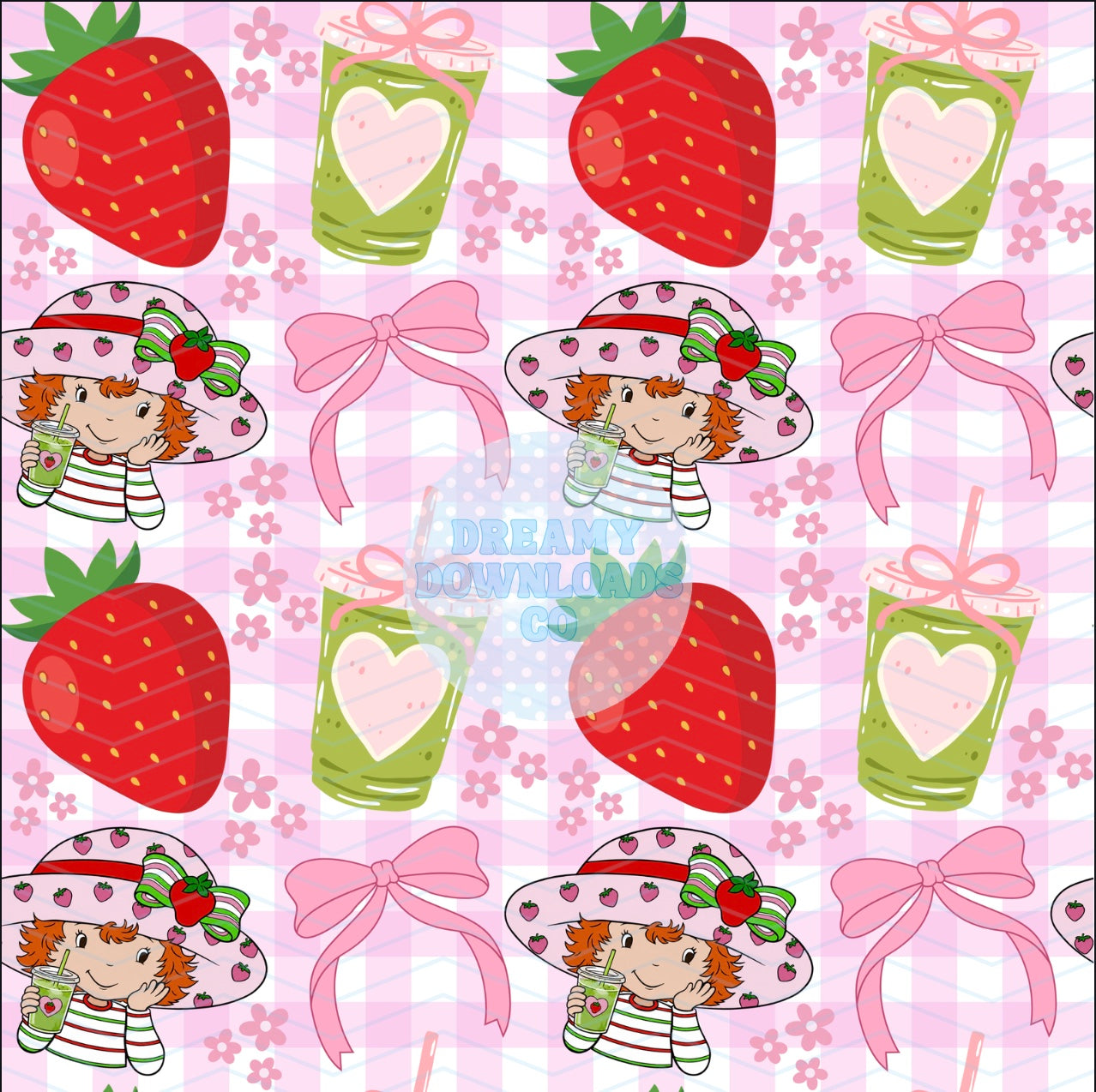 Strawberry shortcake Matcha seamless file